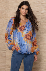 Kenia Voile Top, Color-Blue 