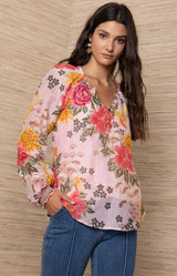 Kenia Voile Top, Color-Pink 