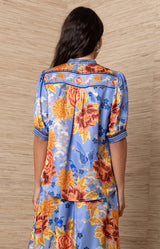 Scottie Silk Top, Color-Blue 