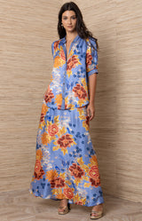 Scottie Silk Top, Color-Blue 