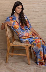Nella Charmeuse Skirt, Color-Blue 