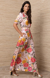 Nella Charmeuse Skirt , Color-Pink