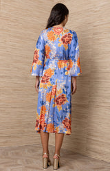 Aoife Charmeuse Midi Dress, Color-Blue 