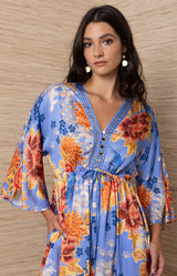 Aoife Charmeuse Midi Dress, Color-Blue 