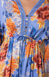 Aoife Charmeuse Midi Dress, Color-Blue 