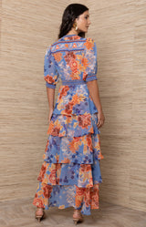 Wisteria Chiffon Dress, Color-Blue 