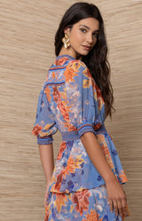 Wisteria Chiffon Dress, Color-Blue 
