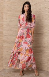 Wisteria Chiffon Dress, Color-Pink