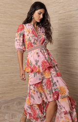 Wisteria Chiffon Dress, Color-Pink
