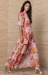 Wisteria Chiffon Dress, Color-Pink