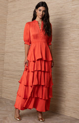 Wisteria Charmeuse Solid Dress, Color-Raspberry