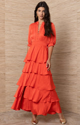 Wisteria Charmeuse Solid Dress, Color-Raspberry