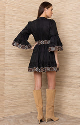 Orion Cotton Short Dress, Color_Black 