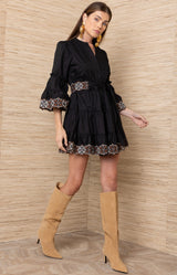 Orion Cotton Short Dress, Color_Black 