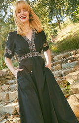Este Cotton  Midi Dress, Color_Black 