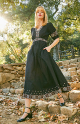 Este Cotton  Midi Dress, Color_Black 