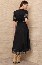 Este Cotton  Midi Dress, Color_Black 