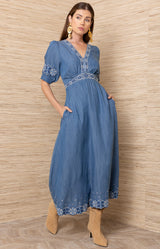 Este Chambray Dress, Color_Blue