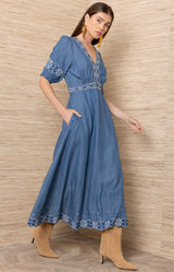 Este Chambray Dress, Color_Blue