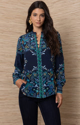 Sarahi Silk Top, Color_Navy