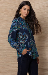 Sarahi Silk Top, Color_Navy