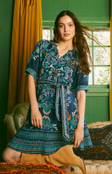 Sage Linen Short Dress, Color_Navy