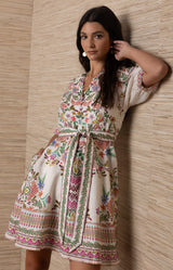 Sage Linen Short Dress, Color_Ivory 