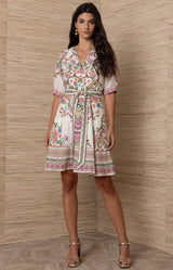Sage Linen Short Dress, Color_Ivory 