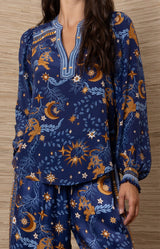 Dawn Silk Top, Color_Navy