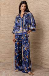 Therese Charmeuse Silk Top, Color_Navy
