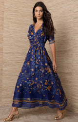 Indiana Organza Maxi Dress, Color_Navy