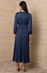Emryn Charmeuse solid Dress, Color_Rust