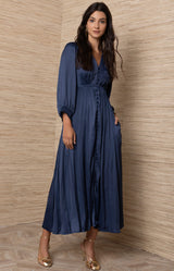 Emryn Charmeuse solid Dress, Color_Rust