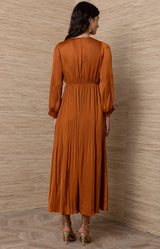 Emryn Charmeuse solid Dress, Color_Orange