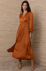 Emryn Charmeuse solid Dress, Color_Orange