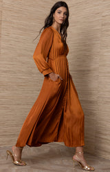 Emryn Charmeuse solid Dress, Color_Orange