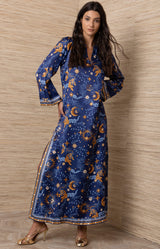 Rowena Silk Maxi Dress, Color_Navy
