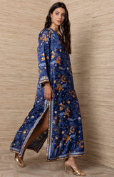 Rowena Silk Maxi Dress, Color_Navy
