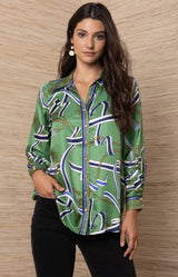Wilhelmina Silk Top_Color_Green 