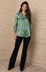 Wilhelmina Silk Top_Color_Green 