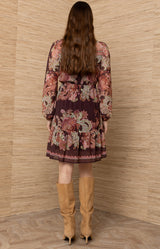 Isolde Chiffon Short Dress_Color_Wine 