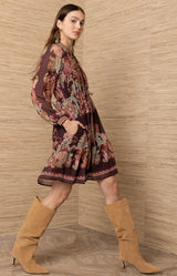 Isolde Chiffon Short Dress_Color_Wine 