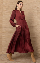 Arcadia Solid Maxi Dress_Color_Wine 