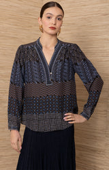 Mirielle Silk Top_Color_Navy