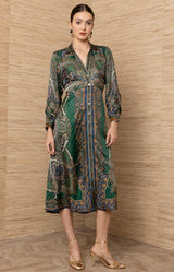 Sonali Silk Midi Dress_Color_Emerald