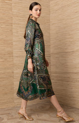 Sonali Silk Midi Dress_Color_Emerald