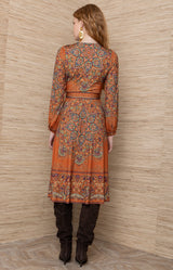 Bronya Jersey Midi Dress_Orange