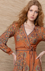 Bronya Jersey Midi Dress_Orange