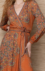 Bronya Jersey Midi Dress_Orange