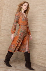 Bronya Jersey Midi Dress_Orange